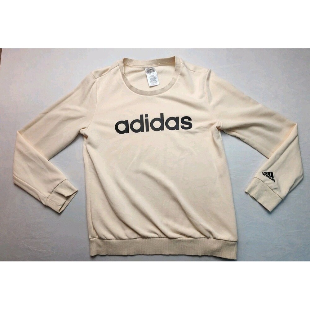 Adidas Sweater Men Medium Ivory Crewneck Preppy Atheisure Sporty Street Wear Top
